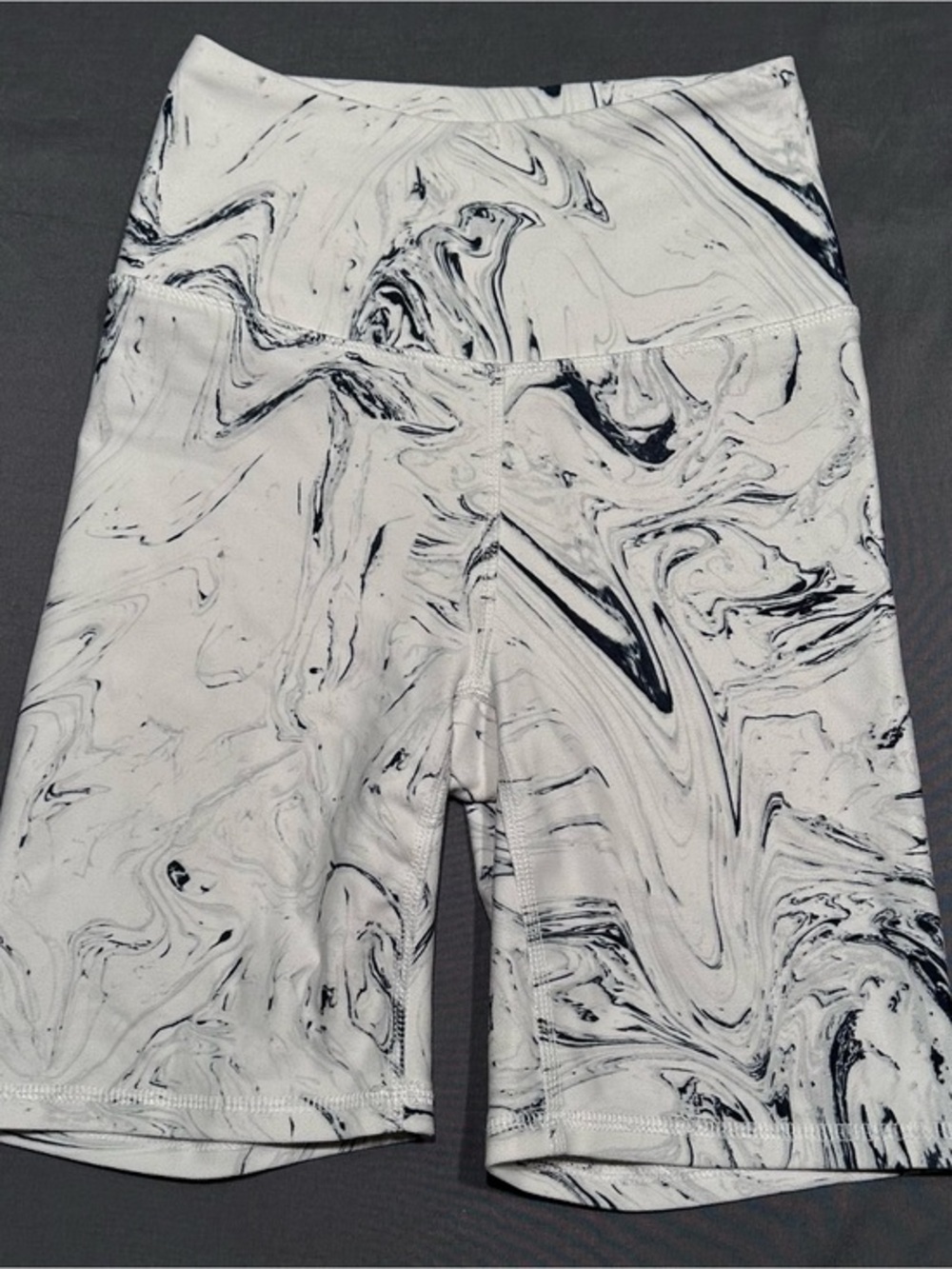 Balance Collection White & Black Marble High-Rise Bike Shorts